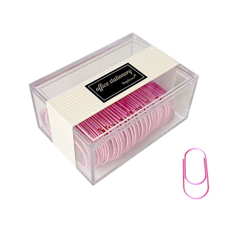 Supfoxer Pink Jumbo Paper Clips  50pcs 2inch Big PaperClips Durable and Rustproof Coated Large Paper Clips Office Supply Accessories - Image 1